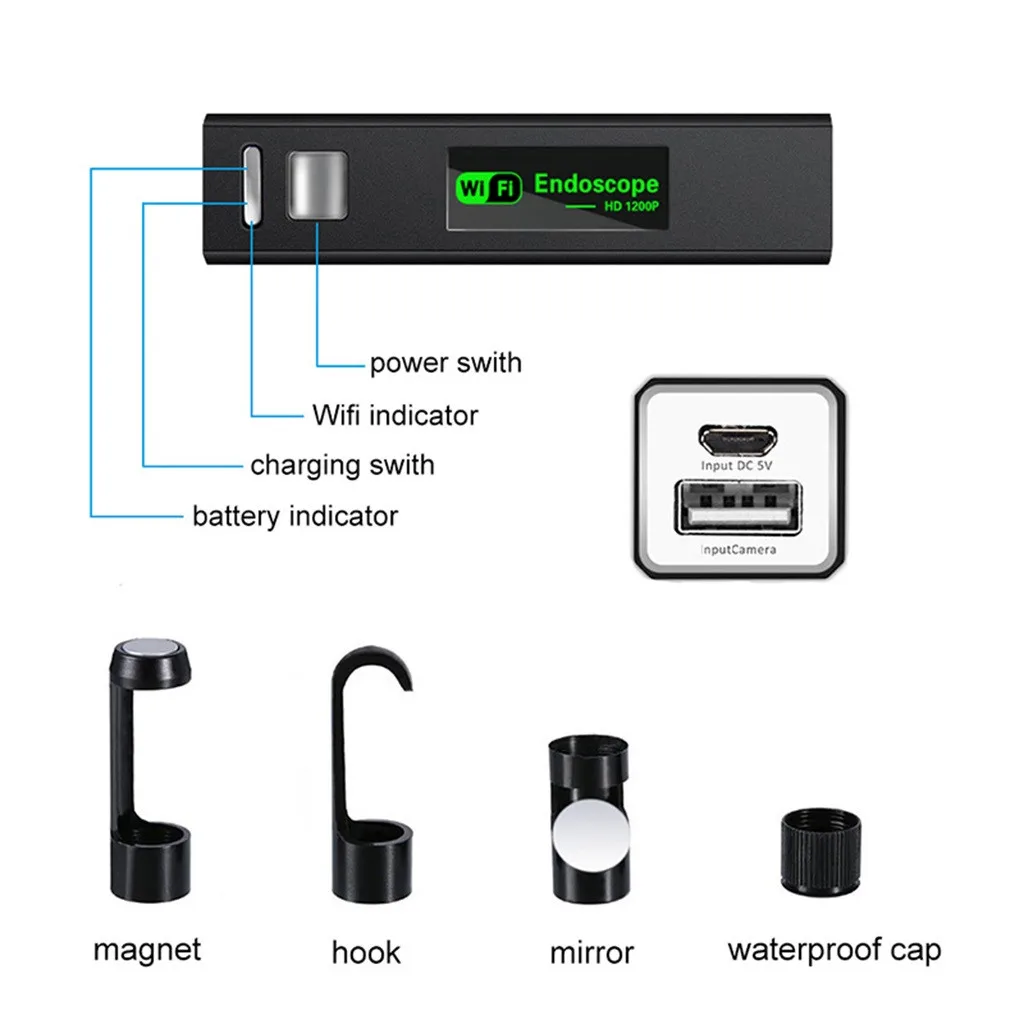 1200P жесткий Wifi эндоскоп камера HD 8 мм бороскоп для Android IPhone IP68 Водонепроницаемый IOS