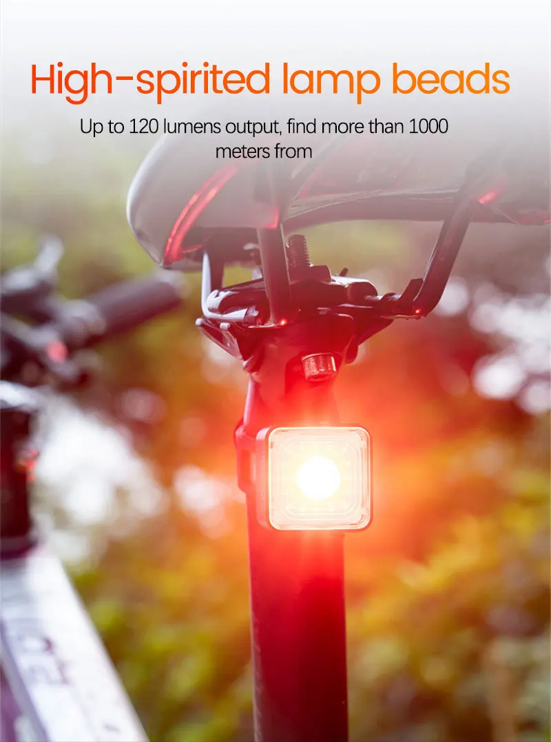 Умный задний фонарь водонепроницаемый с USB зарядкой для езды на велосипеде -