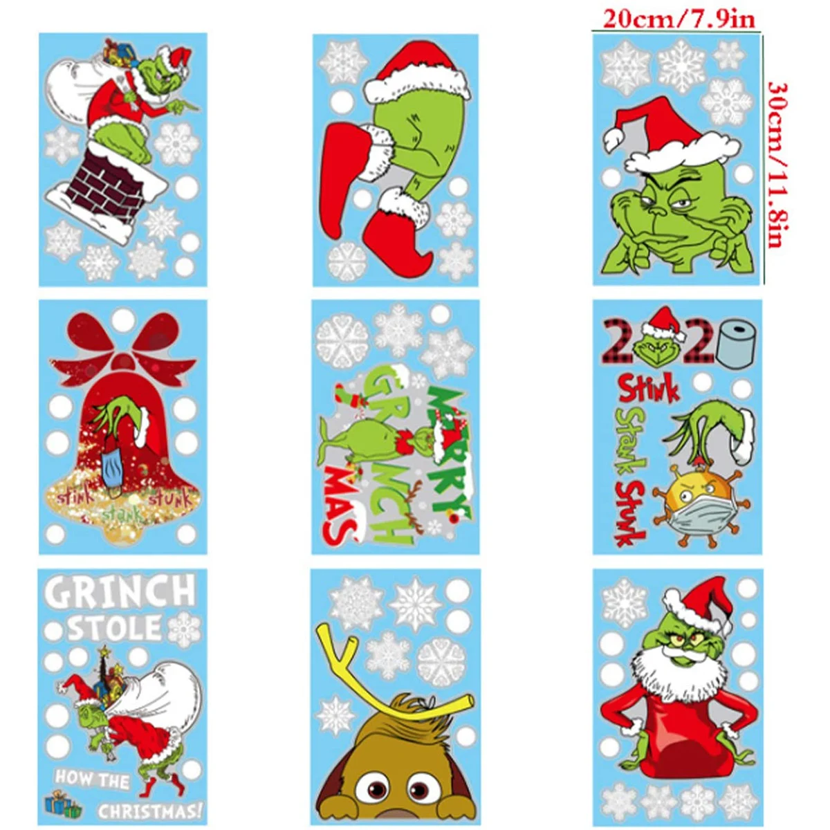 9 листов оконных наклеек рождественские наклейки Зеркальная Наклейка съемная