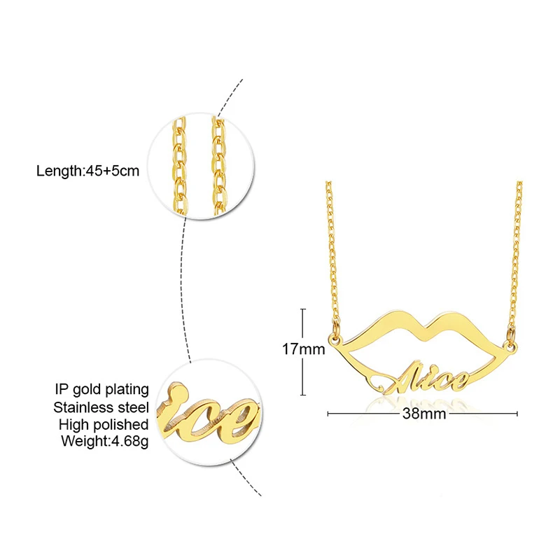 Vnox сексуальные губы с именем Чокеры для женщин из нержавеющей стали