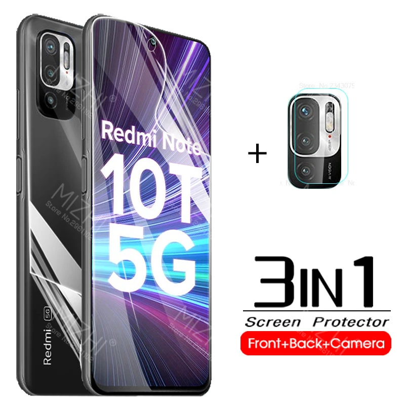

Гидрогелевая мягкая пленка 3-в-1 для Xiaomi Redmi Note 10 T 5G, Note10T, Redmi Not 10 T, T10, защита для задней крышки экрана, объектива камеры