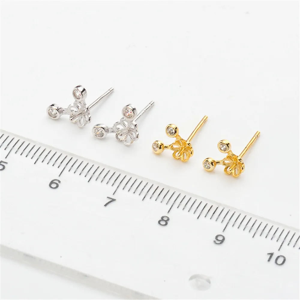 

Real Solid 925 Sterling Silver Pearl Stud Earrings Accessories Findings DIY Jewelry Ear Hook Blank Empty Support