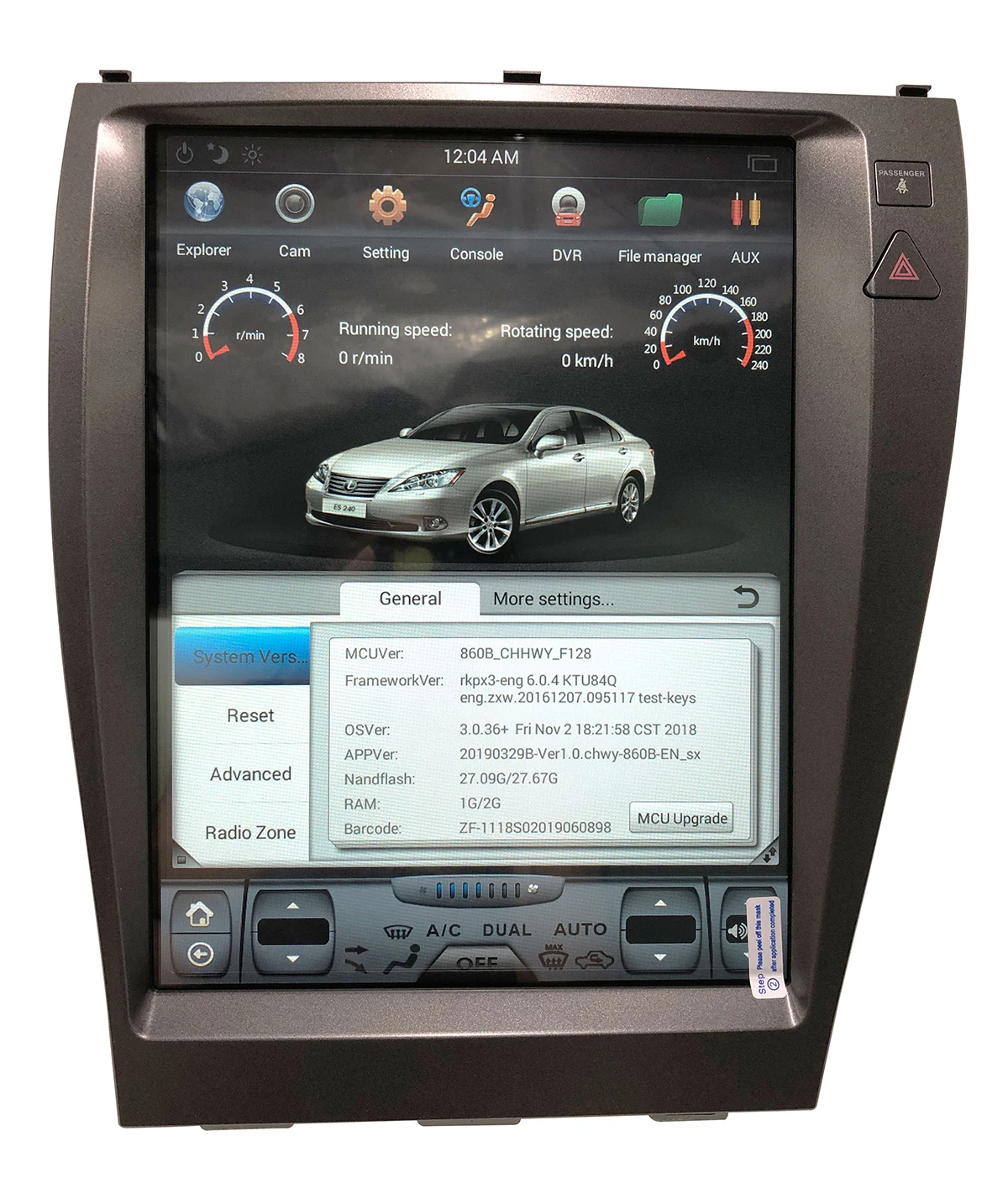 Вертикальный экран для Lexus ES350 Android 7 1 12 дюйма автомобильное радио GPS