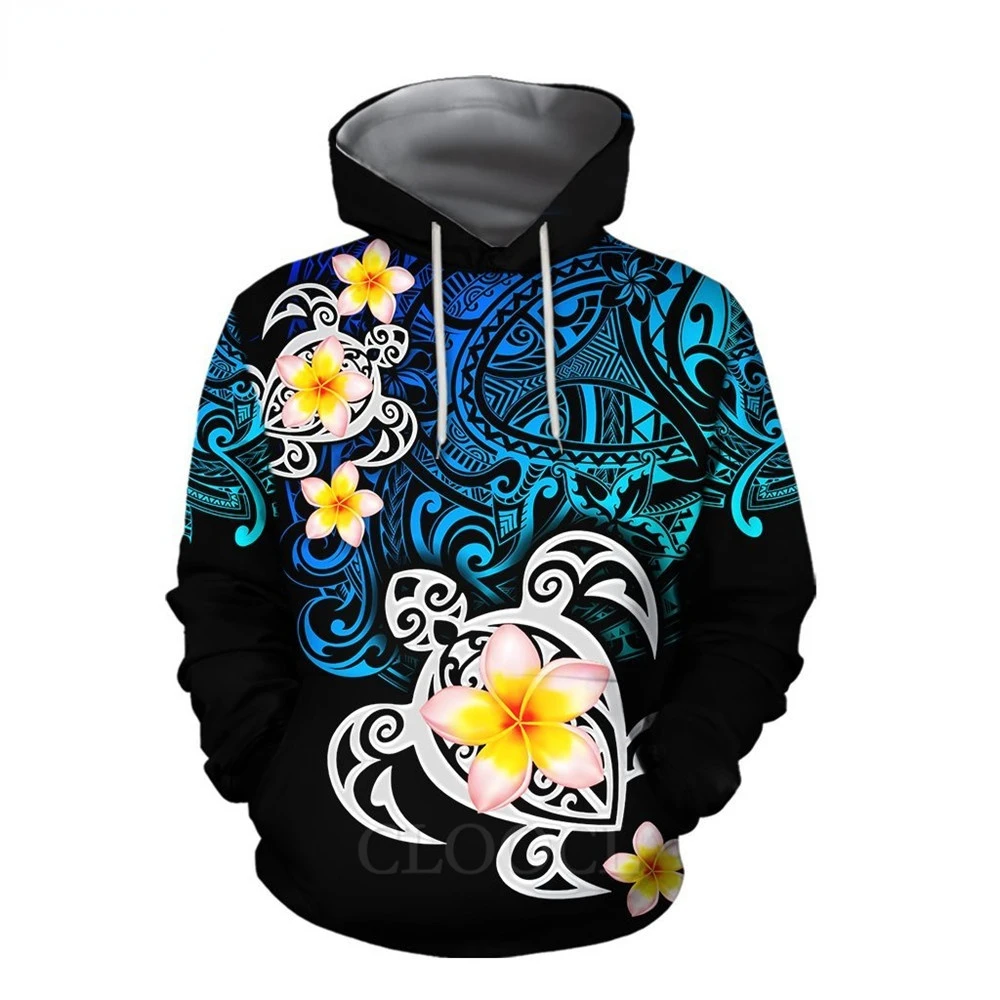 

CLOOCL Fashion Hoodies 3D Graphic Polynesian Tribal Floral Pattern Hoodie Polyester Sportswear Harajuku Men Clothing