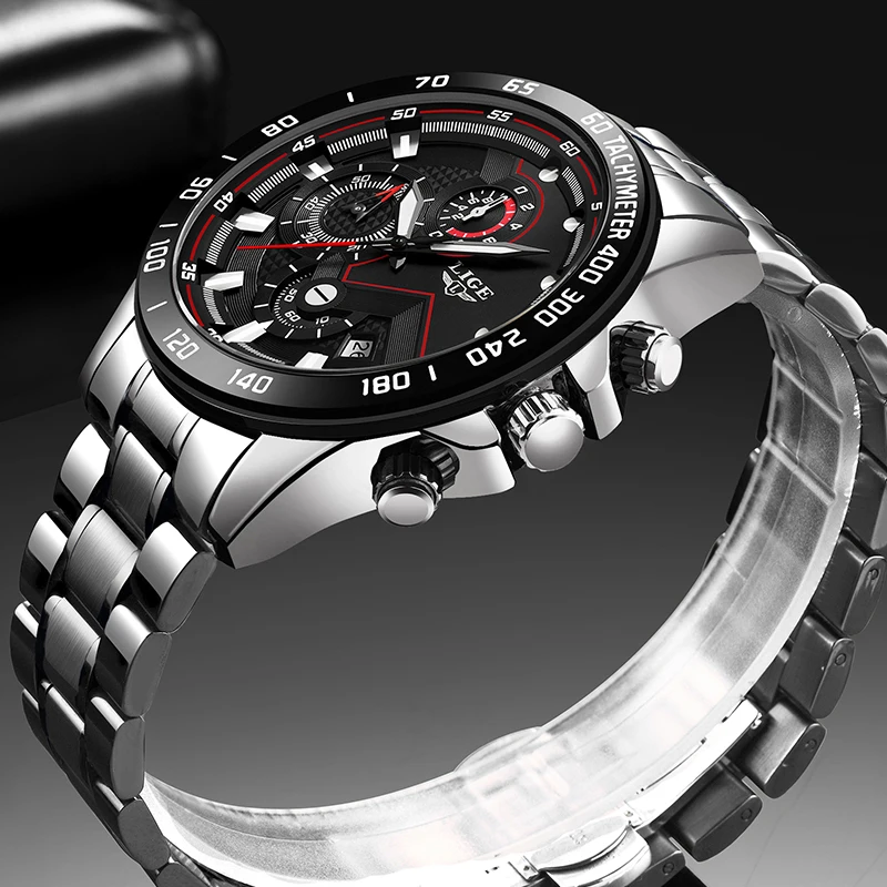 

Relogio Masculino 2020 New Watches Men Luxury Brand LIGE Chronograph Men Sports Watches Waterproof Full Steel Quartz Men's Watch