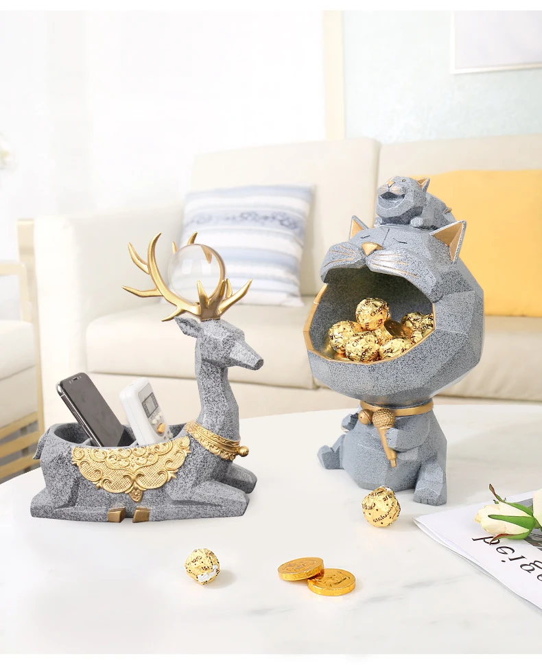 3D статуя кота скульптура украшения дома аксессуары Мода коробка для хранения декоративная фигурка для дома орнамент Свадебные украшения