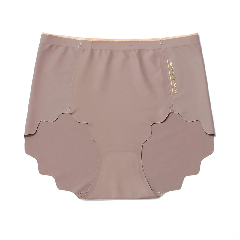 Brown Women L-XXL Big Size Panties Seamless High Waist Underwear Soft Ultra Thin Sexy Ruffles Briefs Comfortable Breathable Lingerie - Цвет: Brown
