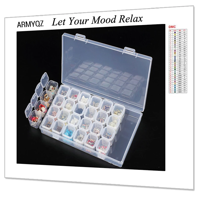 28 слотов алмазная живопись аксессуары коробка прозрачные пластиковые бусины