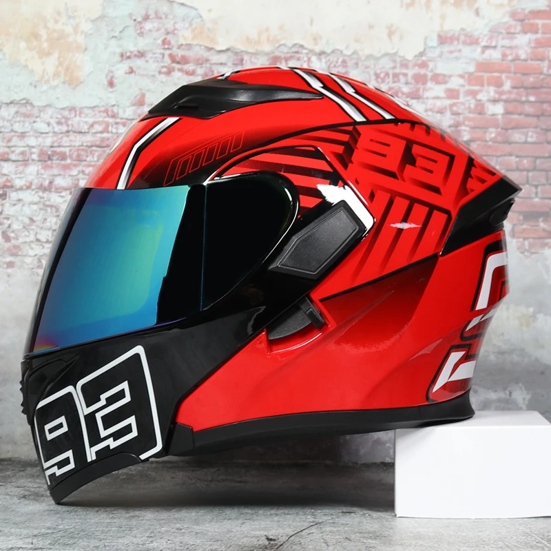 Модульный мото rcycle шлем флип анфас гоночный шлем cascos para мото двойной объектив может быть оснащен Bluetooth capacete DOT - Цвет: 3