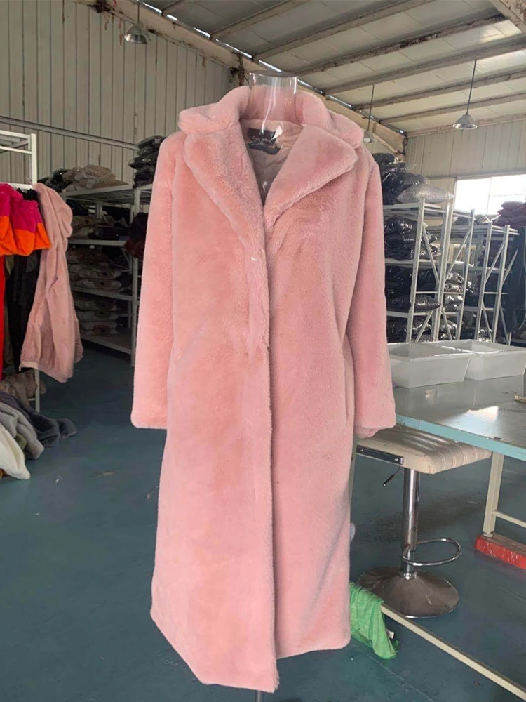 

Faux Fur Coat Women Clothes 2020 New Winter Long Coat Ladies Fur Jackets Warm Lapel Plush Jacket Female Parkas Fashion Overcoats