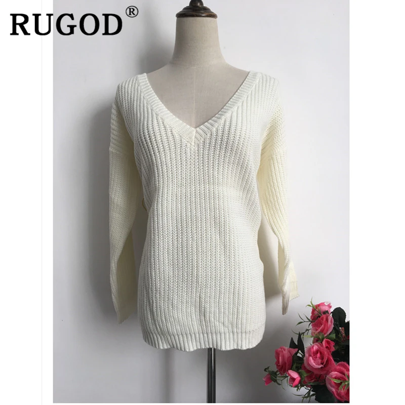 Модная женская футболка RUGOD 2020 сексуальные теплые свитера оверсайз с двойным