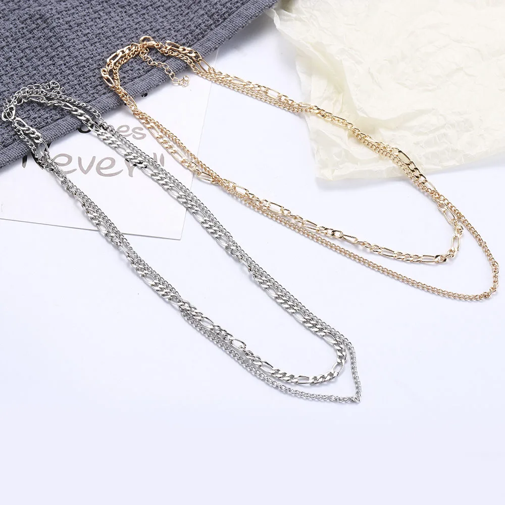 

Fashion Double-layer Pendant Necklace for Women Simple Geometric Female Trendy Chokers Necklaces Hip Hop Metal Choker Necklace