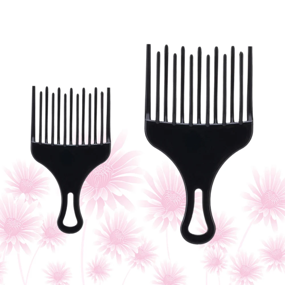 

2Pcs Hair Comb Wide Tooth Comb Hairdressing Comb Male Rake Comb Size Size Black
