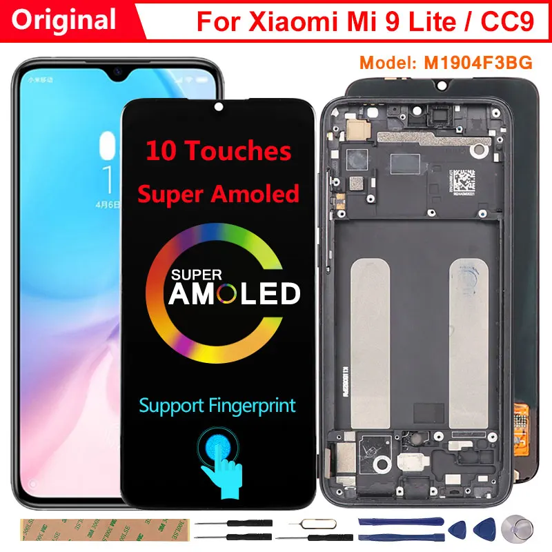 Оригинальный Amoled дисплей для Xiaomi Mi 9 Lite ЖК с 10 контактами замена экрана поддержка