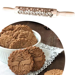 Рождественская тисненая Скалка с рисунком, тиснение с гравировкой для выпечки, деревянные Кондитерские доски, помадка, Ремесленная игрушка для детей