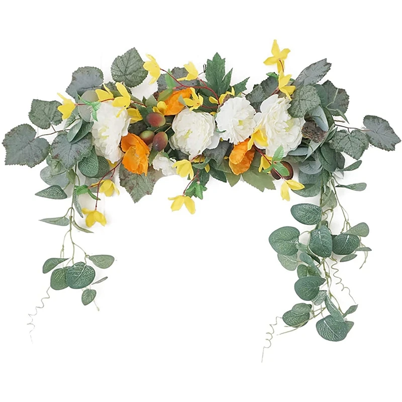 

Greenery Swag Spring Floral Swag with Peony and Green Leaves for Front Door Window Wall Wedding Arch Decoration