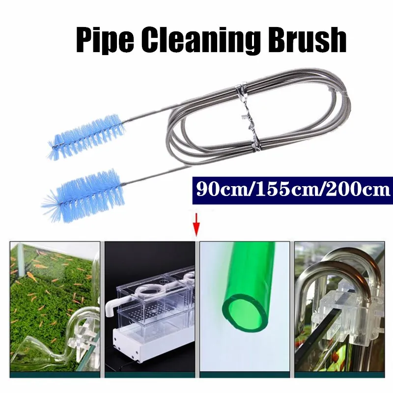 

3 Size Double Ended Nylon U-type Fish Tank Air Tube Drinking Straw Stainless Steel Flexible Pipe Cleaning Spring Brush