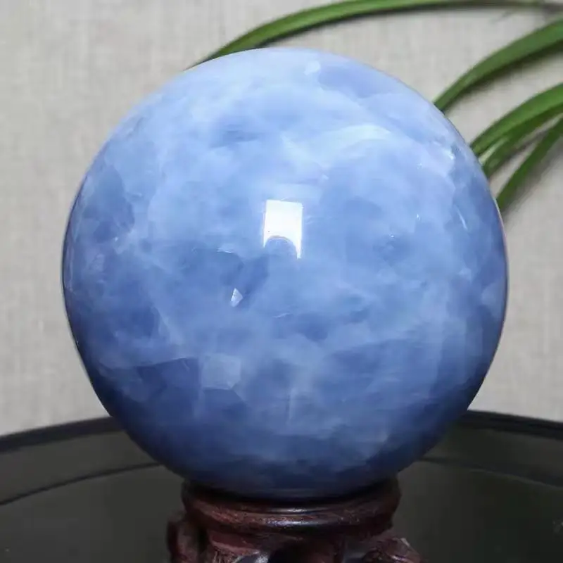 55-110mm Natural Crystal Blue Celestite Crystal SPHERE BALL HEALING+stand
