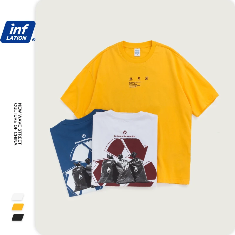 Мужская футболка с коротким рукавом INFLATION повседневная хлопковая в стиле хип хоп