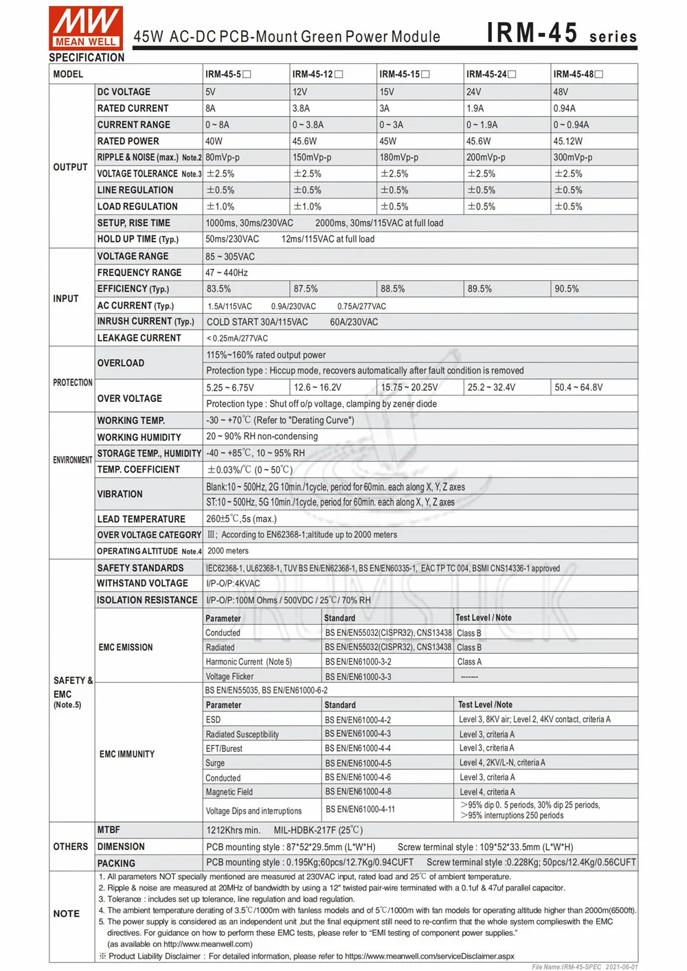 Специальное предложение товара MEAN WELL! IRM-45-12ST 12V 3.8A meanwell IRM-45 45 6 W Винтовые клеммы