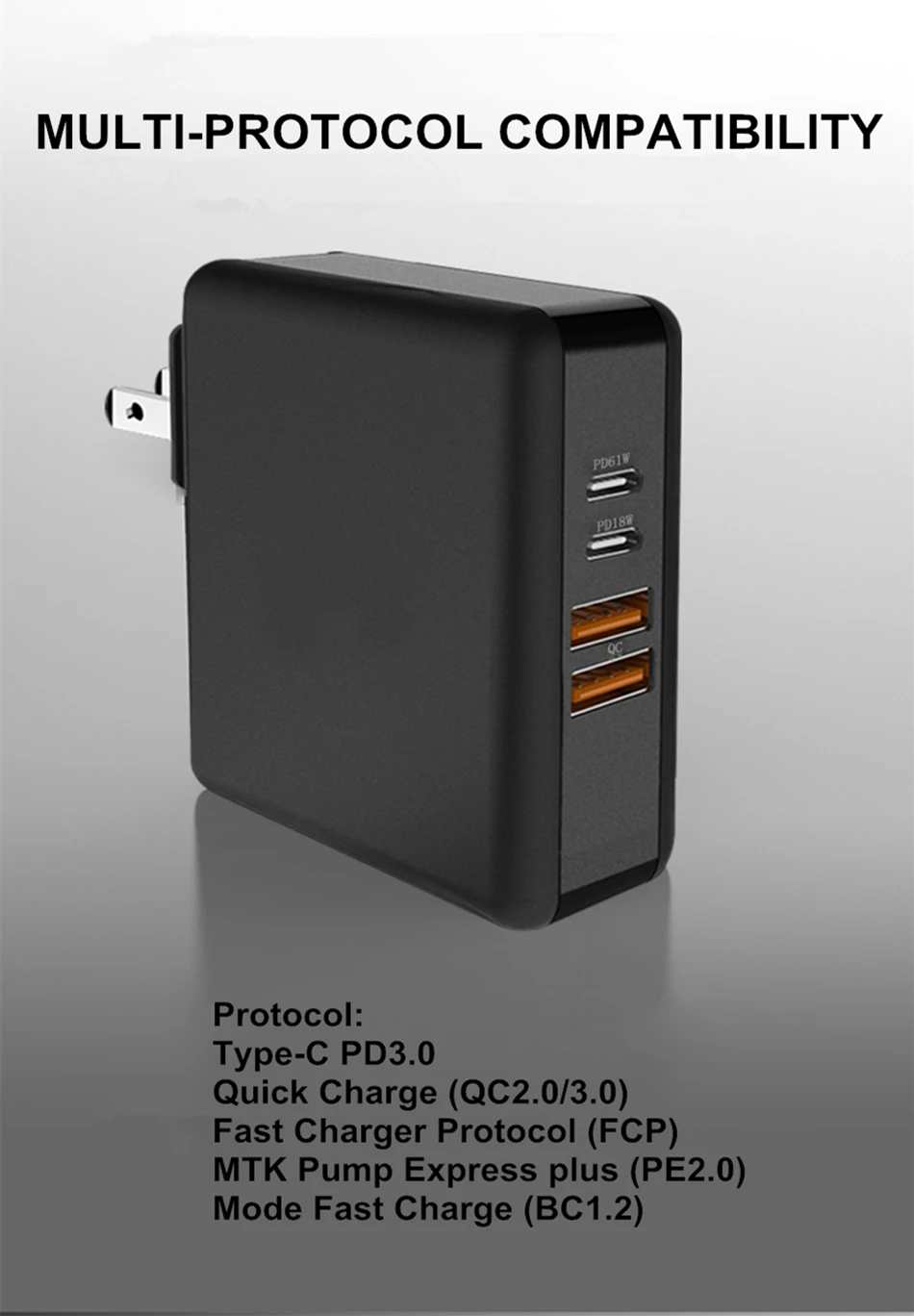 Amstar 61 Вт двойной USB C type-C PD быстрое зарядное устройство для MacBook Pro Air huawei hp ноутбук планшет двойной Quick Charge 3,0 адаптер питания