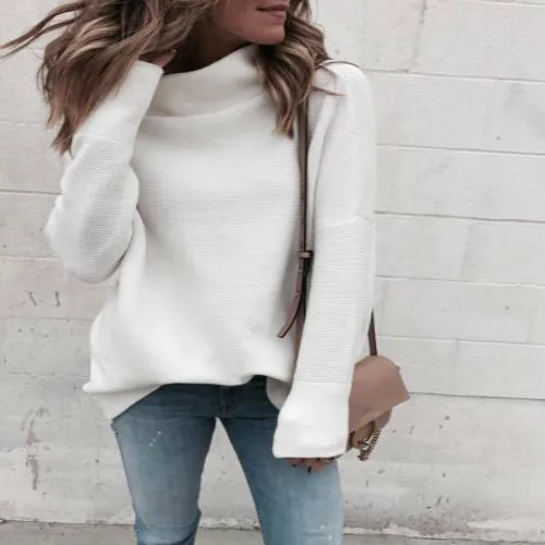 

2019 Fashion New Hot Winter Women Knitted O Neck Long Sleeve Cable Knit Jumper Chunky Sweater Top