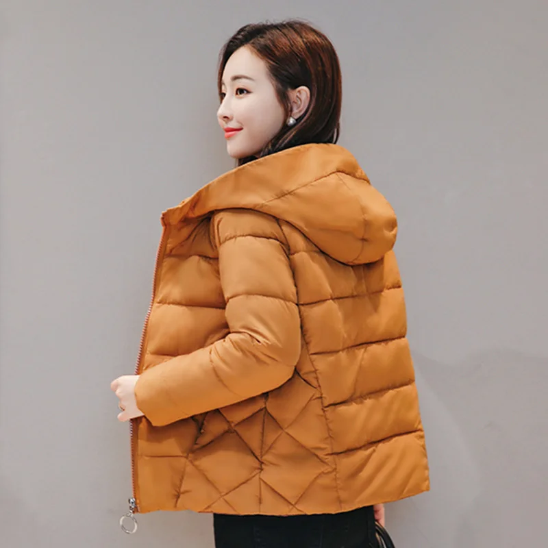

oversized cotton jacket for women 2021 winter thick parkas women's hooded stand collar thick casual solid female cold coat