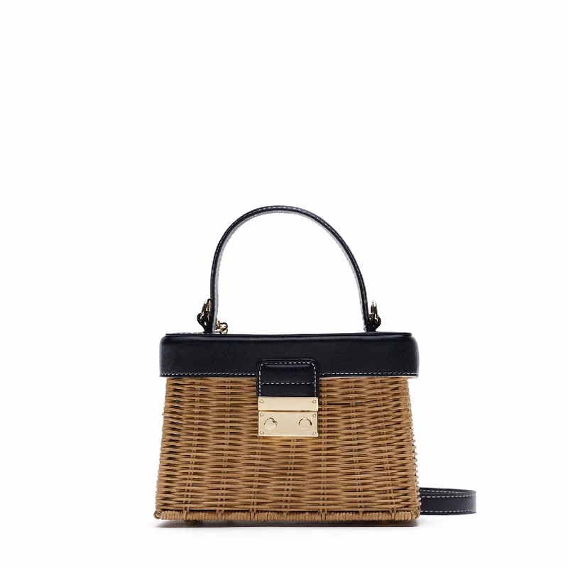 

ZA New Summer Rattan Bags Wooden Handmade Holiday Beach Crossbody Bali Luxury Brand Handbags for Women 2021 Flip Cover Acrylic