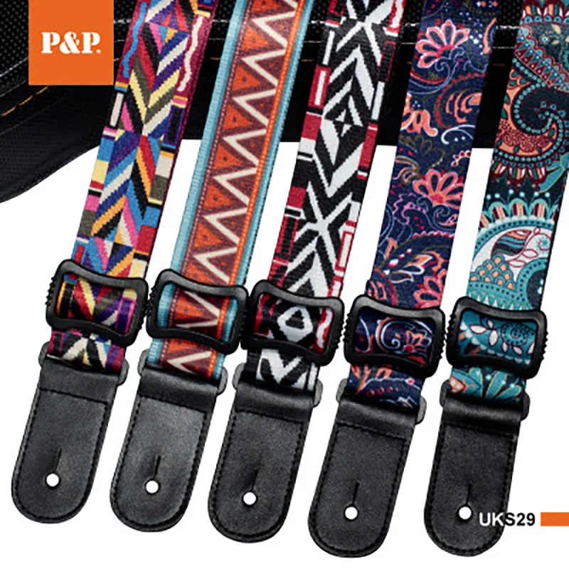 

P & P Musical Instrument Strap Thermal Transfer Ukulele Strap Printed Ukulele Strap Colorful Small Guitar Strap