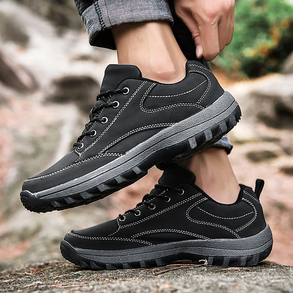 Мужские кожаные ботинки на платформе повседневная обувь с низким верхом плоской