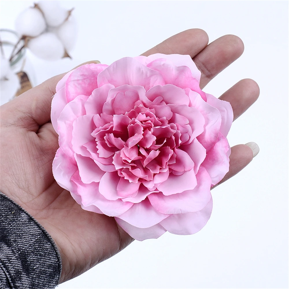 

5Pcs Silk Flower Heads Burgundy Flowers High Quality Bulk Peony Heads Artificial Flowers 9cm Rose For Wedding Party Decor Craft