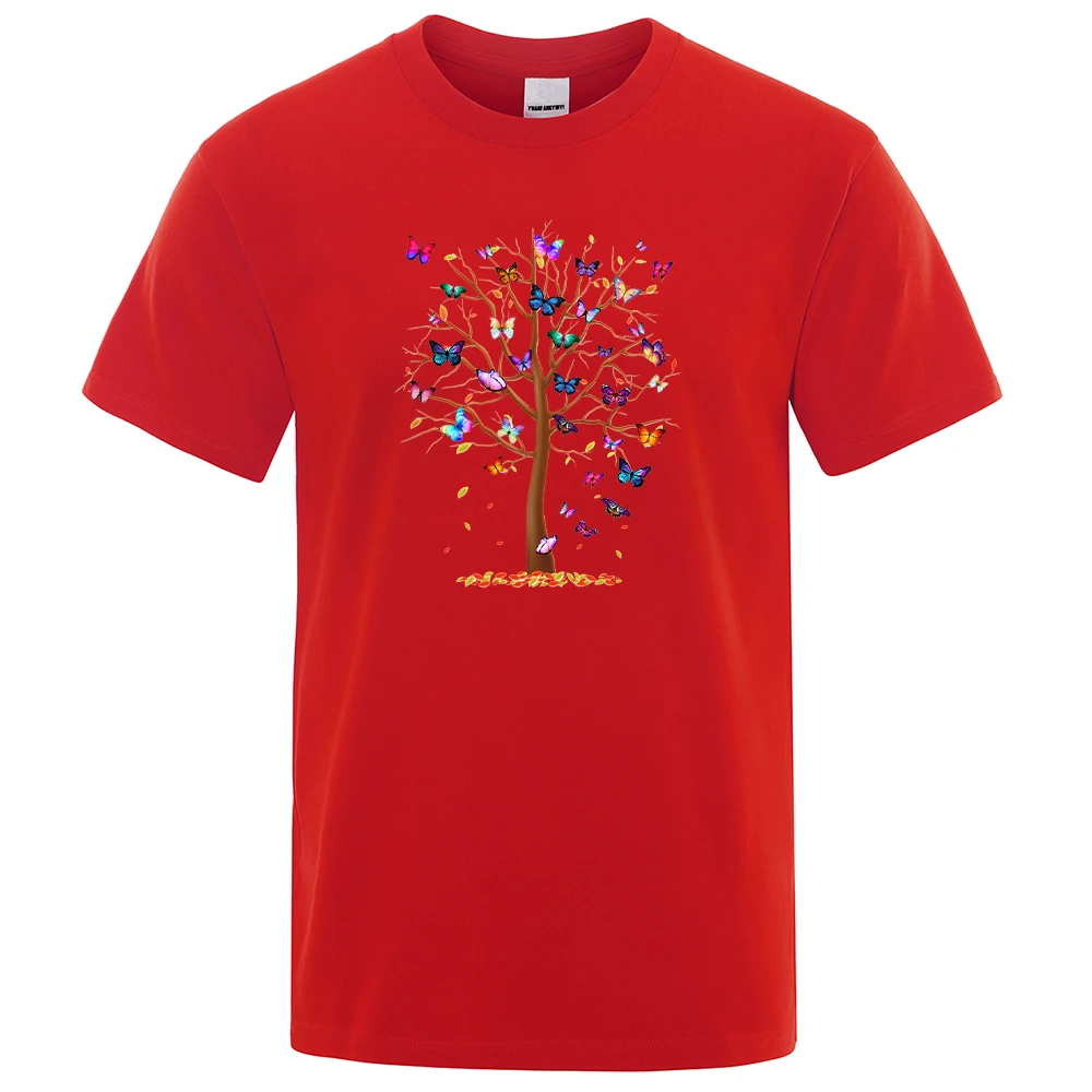 

Butterfly Tree Print T Shirts Men Fashion Vintage Cool T-Shirt Plus Size Short Sleeve Harajuku O Neck Summer