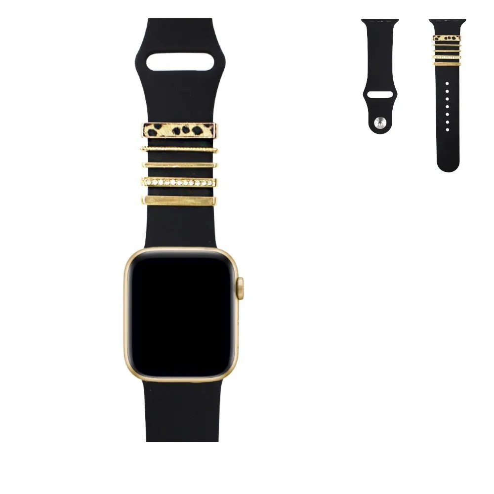 Металлическое кольцо-Шарм с леопардовым кристаллом золотого цвета для Apple Watch