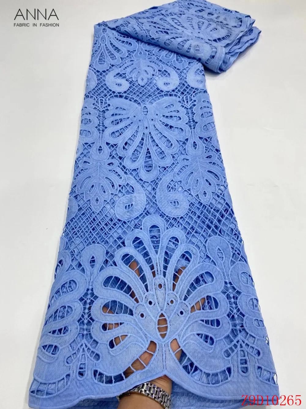 Анна новейшая небесно-голубая африканская кордовая кружевная Водорастворимая