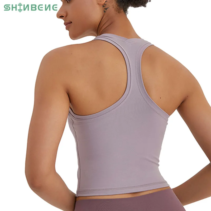 SHINBENE RACERBACK простой гимнастический спортивный для йоги атлетика укороченный топ