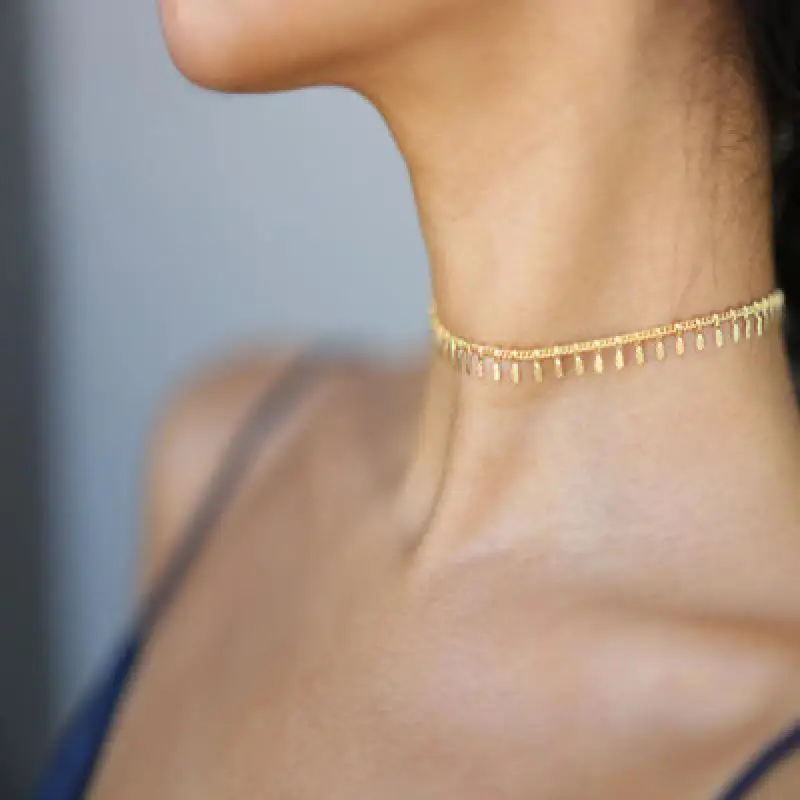 Simple Embossed Pendants Necklaces Female Fashion Jewelry Ladies Choker Necklace Party Gold Silver Color Collier | Украшения и