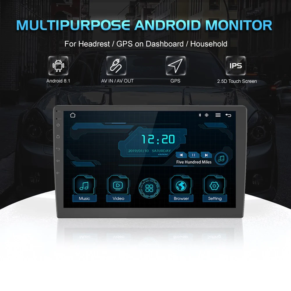 ONKAR 2020 новый 10 1 дюймовый автомобильный монитор на подголовник Android 8 1024*600 IPS 2 5 D