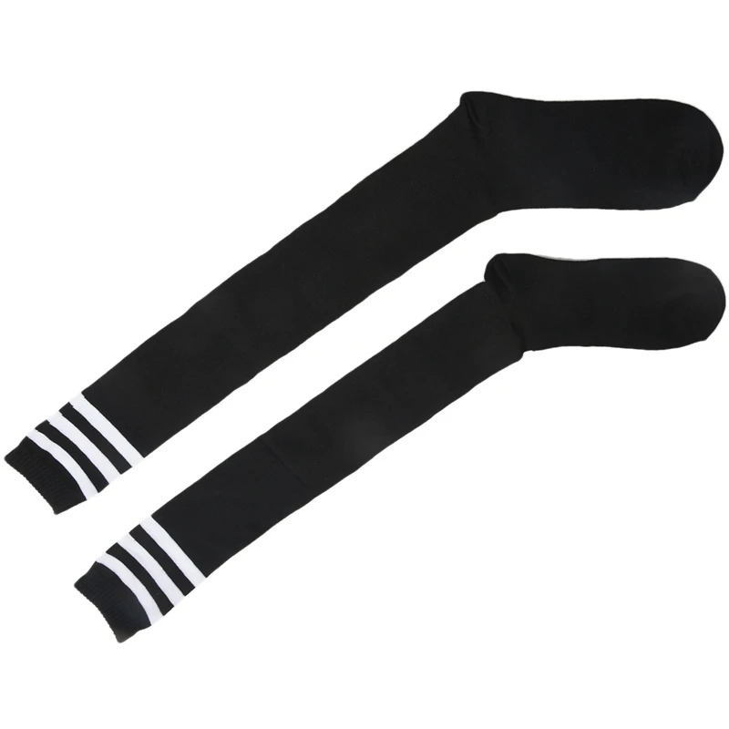 Мужские черные белые Акриловые эластичные манжеты в полоску регби футбол носки