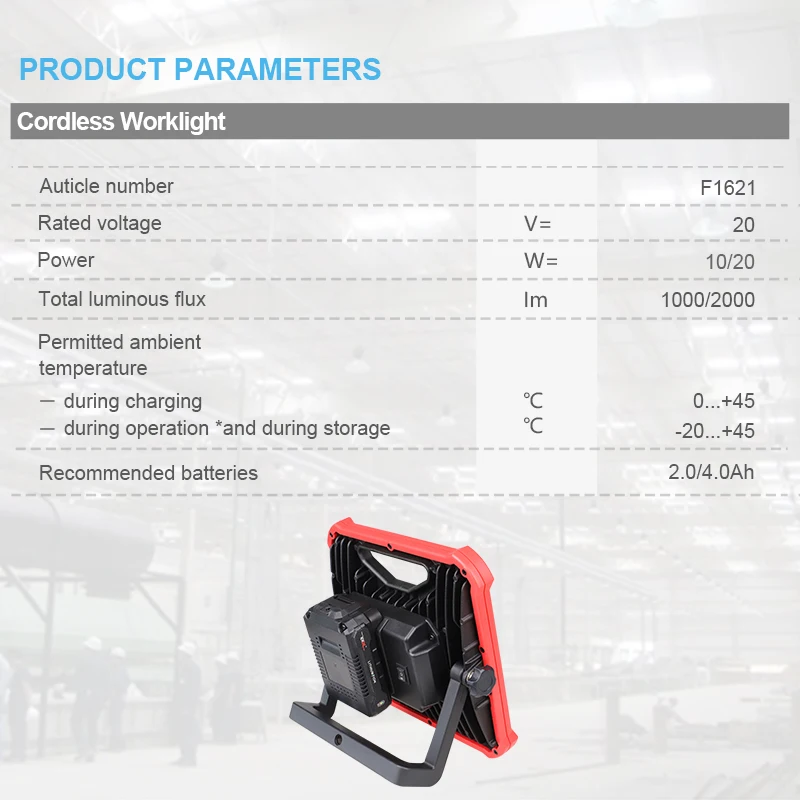저렴한 Newone-20V 리튬 이온 LED 작업등, 휴대용 스포트라이트, 야외 캠핑 램프용 슈퍼 브라이트 Led 작업등 충전식