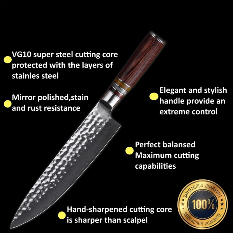 GRANDSHARP 3 шт. Набор ножей vg10 японские Дамасские кухонные ножи шеф-повара сантоку
