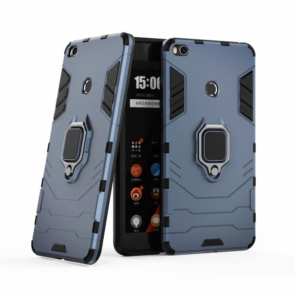 Футляр для телефона с кольцом на палец и магнитным креплением для Xiaomi Mi Max 2, устойчивый к ударам.