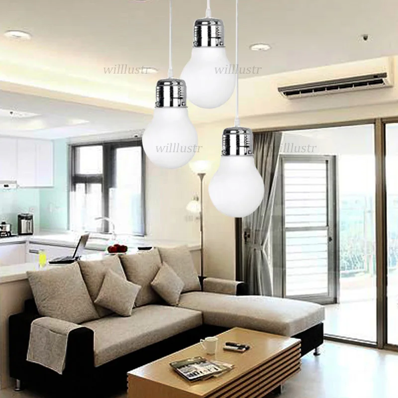 Minimalist Mega Bulb Pendant Light White Glass Suspension Lamp Hotel Restaurant Porch Dinning Bedroom Creative Hanging Lighting | Освещение