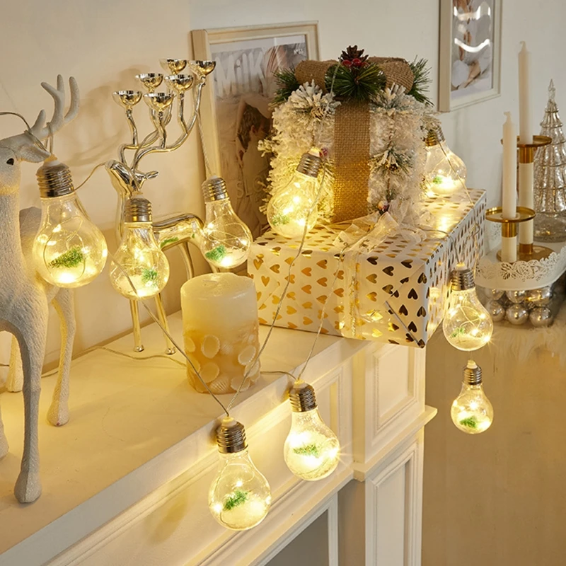 

Светодиодная гирлянда с питанием от аккумулятора, рождественская LED лампа-лента с лампочками, водонепроницаемый волшебный светильник с кру...