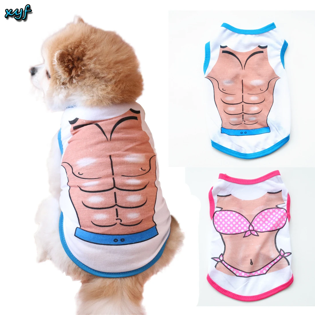 

XYF Одежда для собак, мультяшная рубашка, летняя одежда, пикантная футболка для чихуахуа, жилет для щенков, товары для йоркширских терьеров, о...