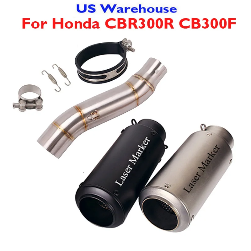 

For Honda CBR300R CB300F Slip on Motorcycle Exhaust System Middle Connect Link Tube Muffler Escape Tips Pipe