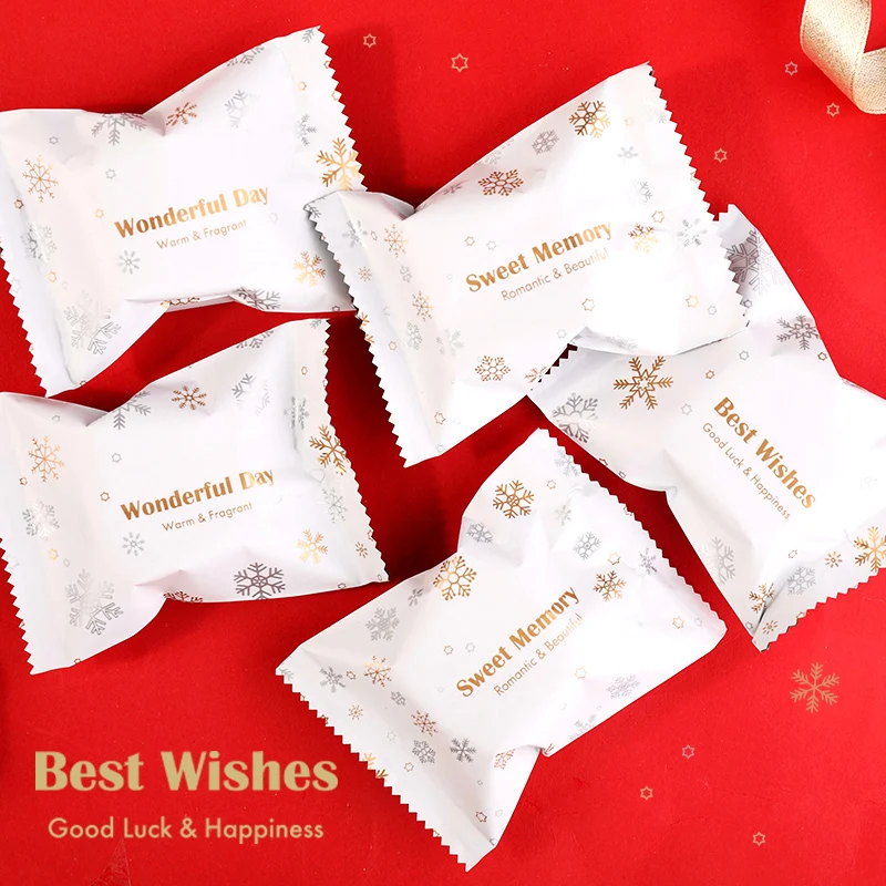 100 шт./лот с наилучшими пожеланиями снежинка Рождественский мешочек для печенья