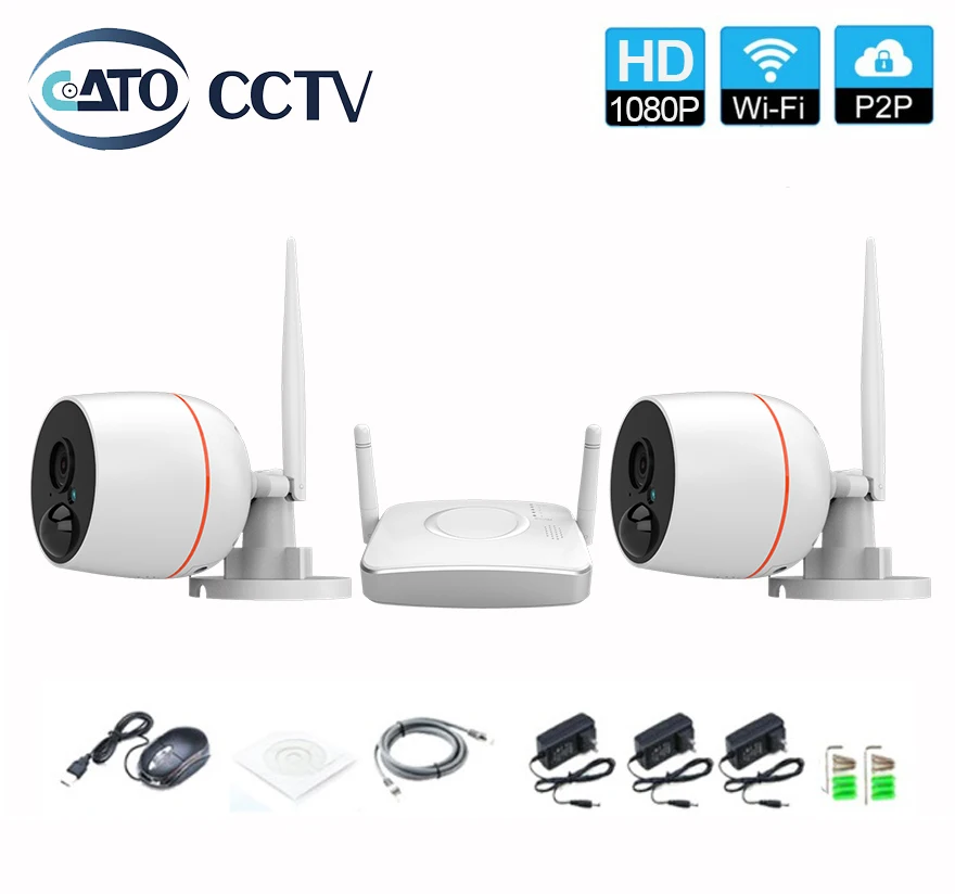Система видеонаблюдения 2 канала Мп Wi Fi NVR HD 1080P H.264 слот для SD карты|Система