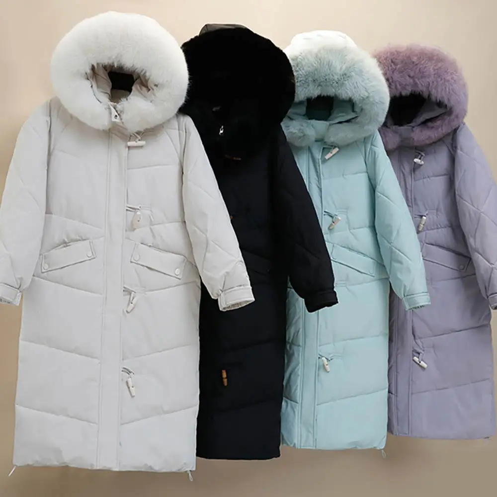 GRELLER Long Parkas Women Winter Jacket Fashion Casual Solid Thick Fur Hooded Coats Women Cotton Padded Winter Jacket Female