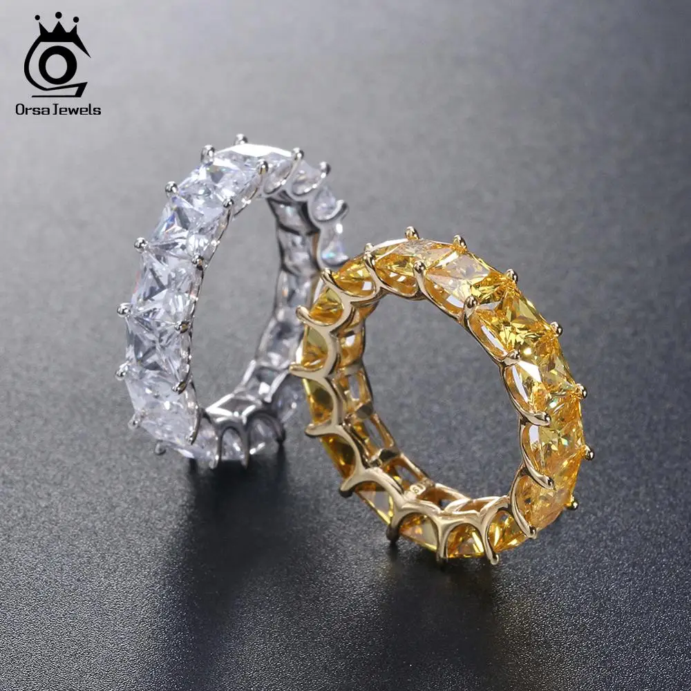 ORSA JEWELS реальные 925 пробы Серебряные кольца для Для женщин Для мужчин Обручение и обручальное AAA CZ модные праздничные ювелирные изделия SR48