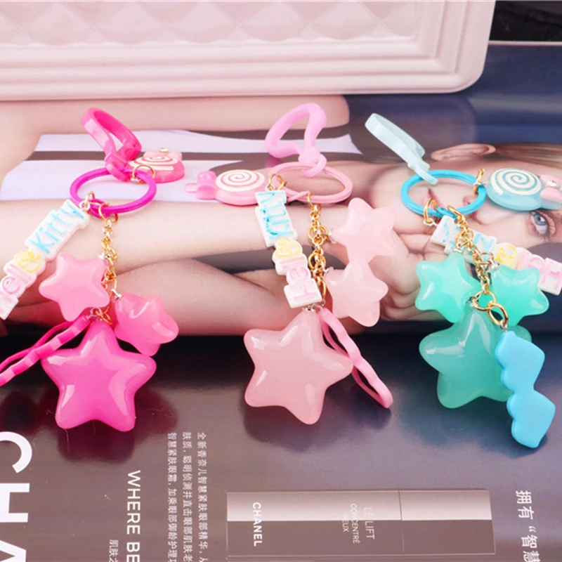 Желе Цвет акриловый брелок звезда с принтом леденца стеклянный подвесной милый